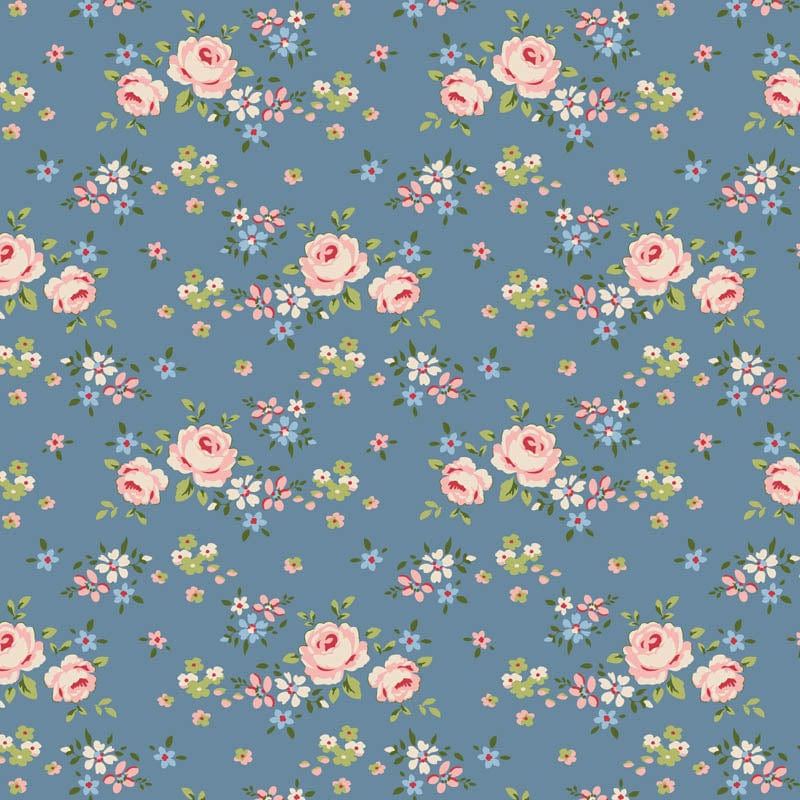 Creating Memories - Summer - Gracie in Blue - Tilda Fabrics - TIL130129 - Half Yard