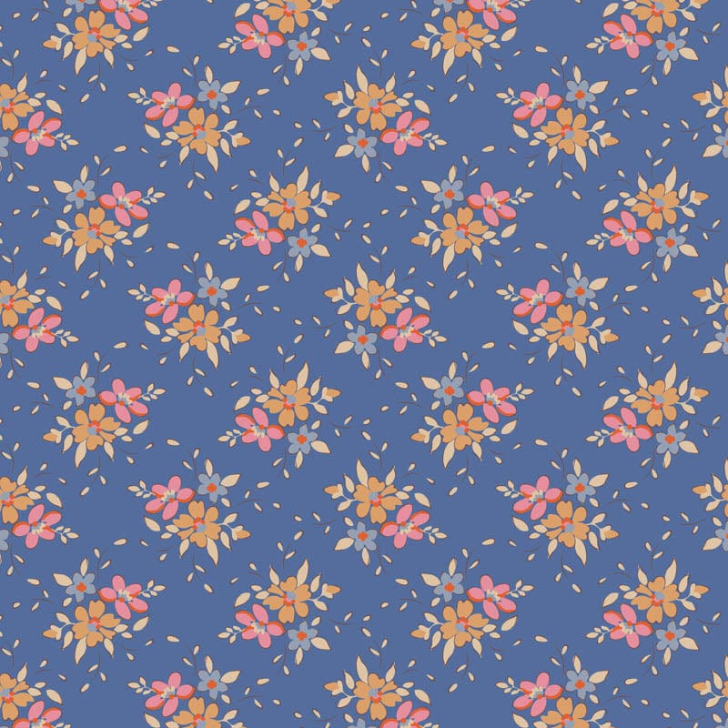 Creating Memories - Summer - Frida in Blue - Tilda Fabrics - TIL130132 - Half Yard