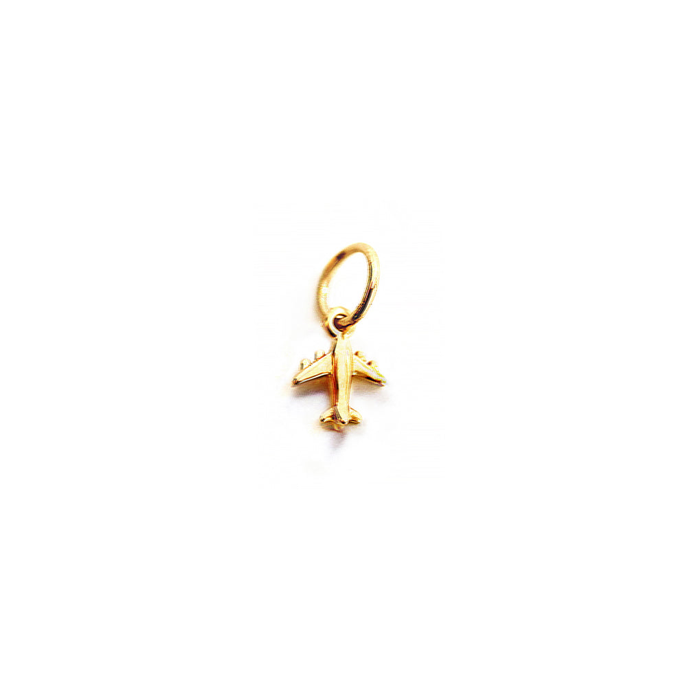 Tiny Solid Gold Airplane Charm